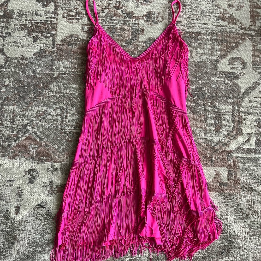 Vibrant Pink Fringe Dress